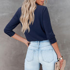 Aoudery Button Down Shirts For Women Slim Fit Long Sleeve Stretch Dress Shirts Work Shirt Wrinkle Free Office Blouse Top