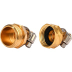 Brass Garden Hose Connector Repair Mender Kit, Fits 1/2" Water Hose Fitting | 1 Set, 1/2" Barb X 3/4" Ght, With Stainless Clamp