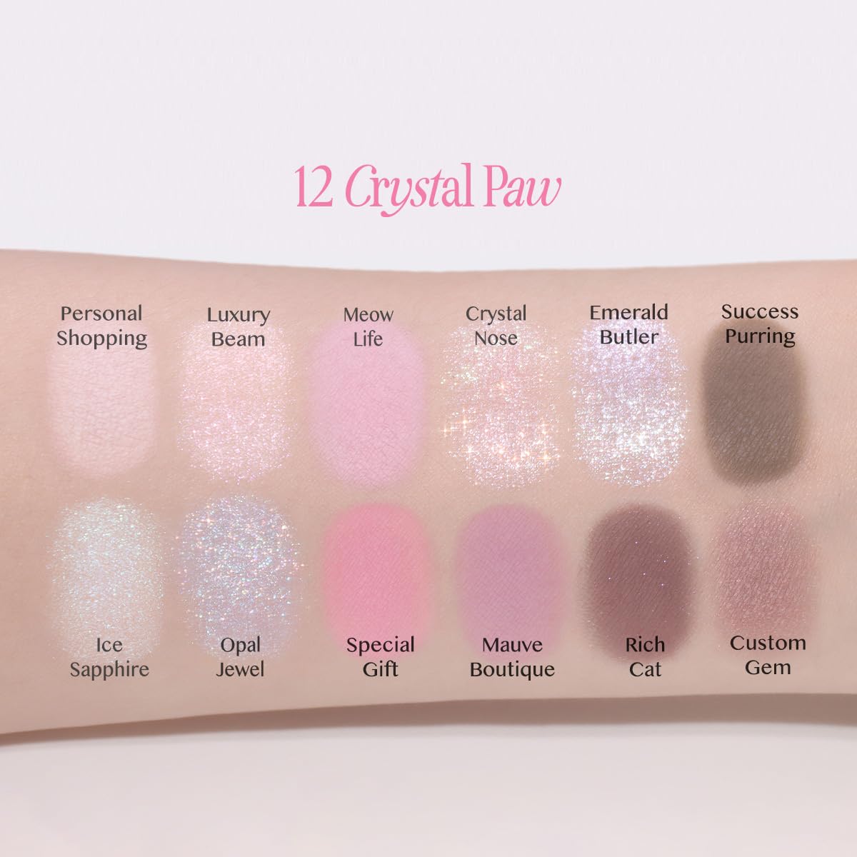 CLIO Pro Eye Palette Air, 12-Color Eye Shadow Palette, Matte Shimmer Mix, Air-Fit Blendable Pigmented Buildable Color, Low Fallout, Cool Light Neutral Tone, Daily Korean Makeup (12 CRYSTAL PAW)