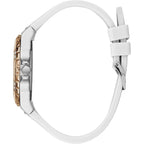 Guess Women'S Stainless Steel + Stain Resistant Silicone Watch