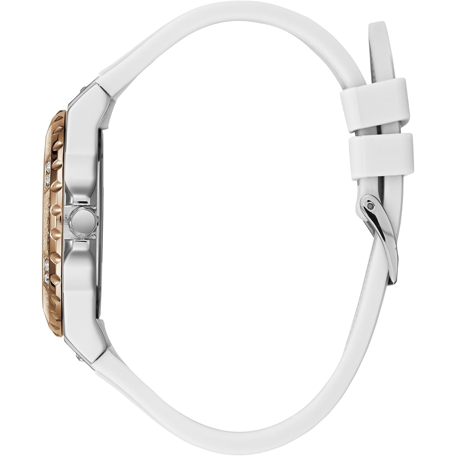 Guess Women'S Stainless Steel + Stain Resistant Silicone Watch