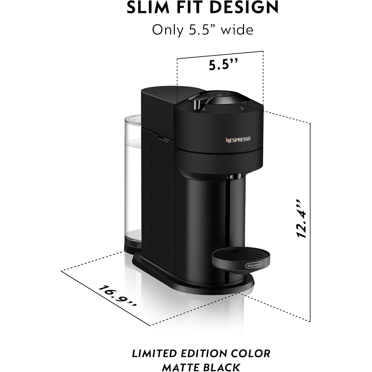 Nespresso Vertuo Next Coffee And Espresso Maker By De'Longhi, Matte Black