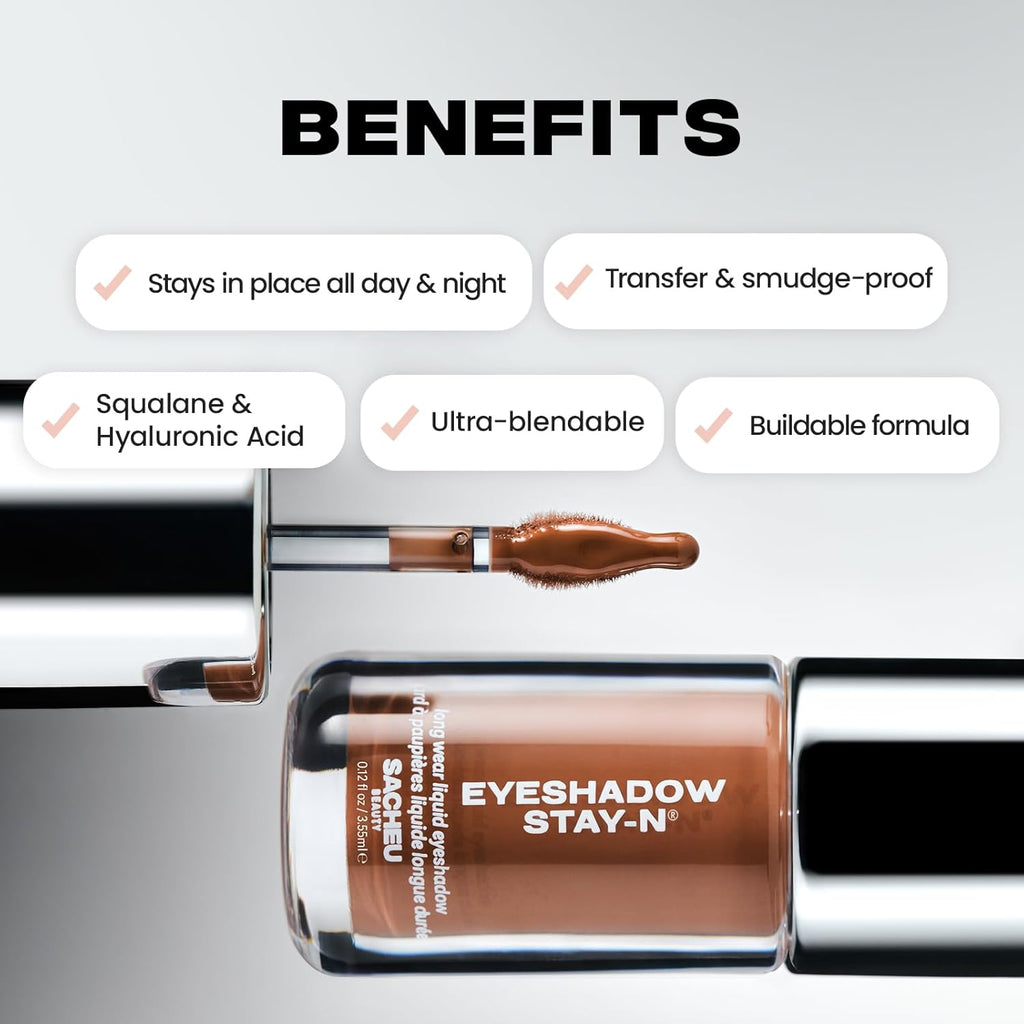 Sacheu Liquid Eyeshadow STAY-N Longwear Eye Makeup — Buildable Highly Pigmented & Blendable Eye Shadow Cream in Matte & Shimmer Finishes, Espress Yo Self