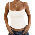 Lomon Womens Camisole Tops Padded Double Lined Cami Top Square Neck Spaghetti Strap Tank Slim Fit Basic Layering