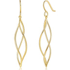 Gold Dangle Earrings 14K Gold Earrings for Women Dangling Earring Sleek Minimalist Twisted Lines Drop Earring for Women Trendy