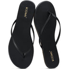 Kidmi Thong Flip Flops For Women - Memory Foam Summer Beach Sandals For Women - Vegan Leather Flat Sandals