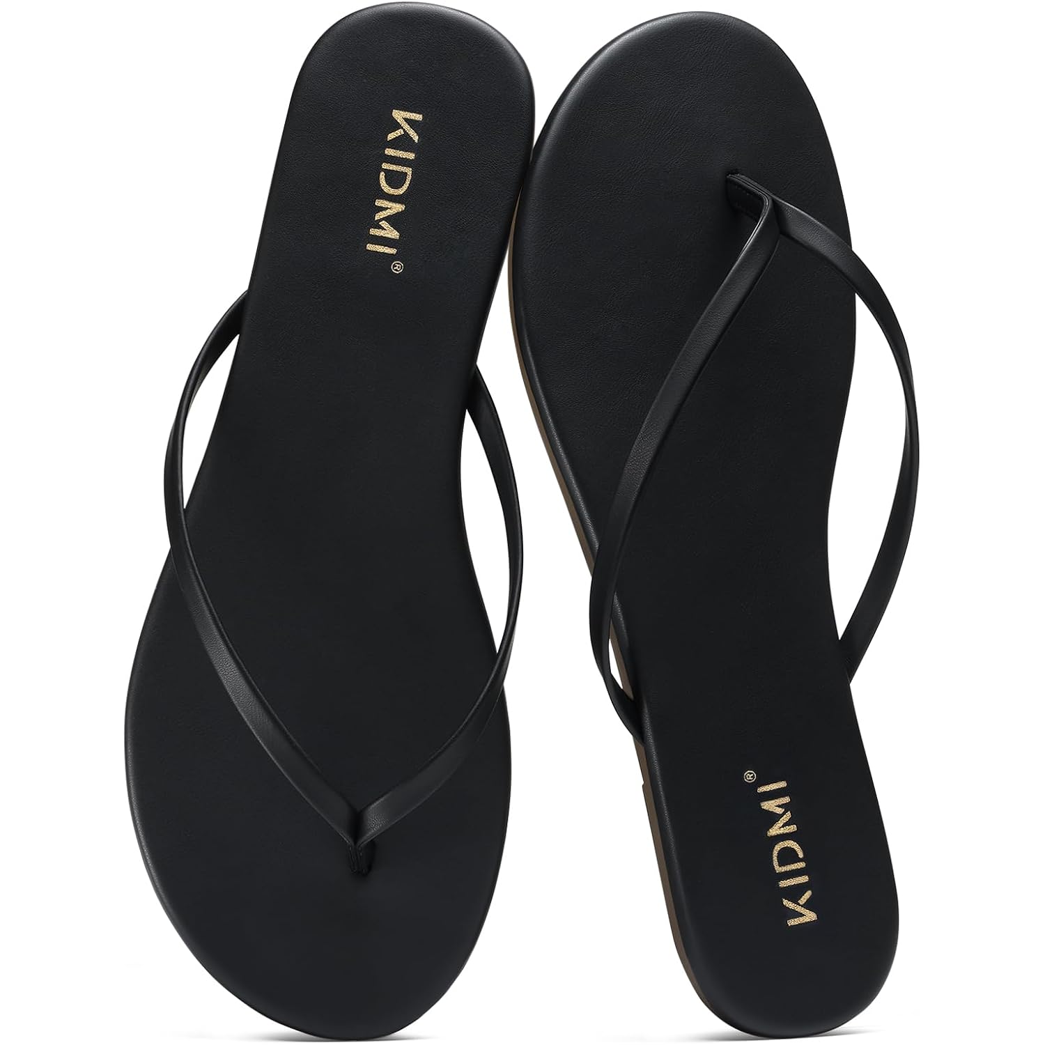 Kidmi Thong Flip Flops For Women - Memory Foam Summer Beach Sandals For Women - Vegan Leather Flat Sandals