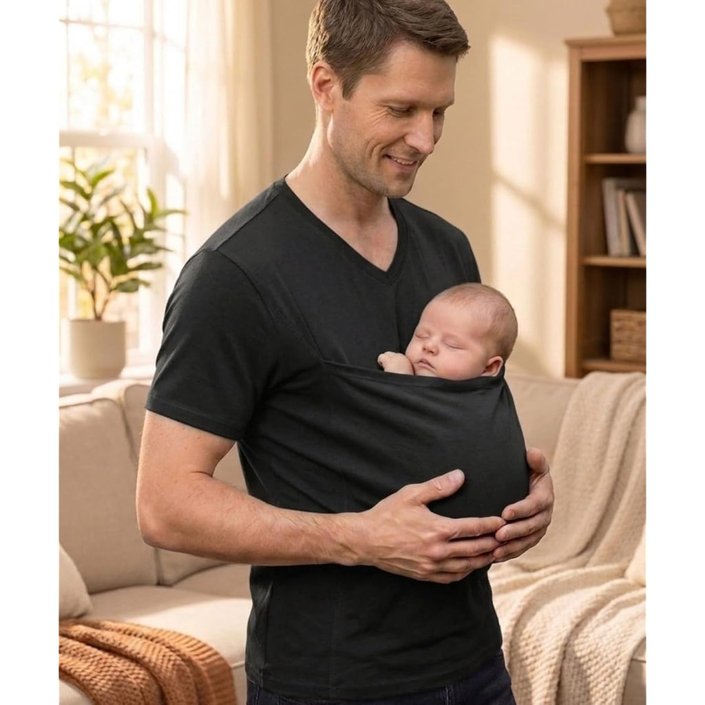 Mens Dad Shirts Baby Carrier Shirt Short Sleeve Skin To Skin New Dad Gifts T-Shirt With Pocket