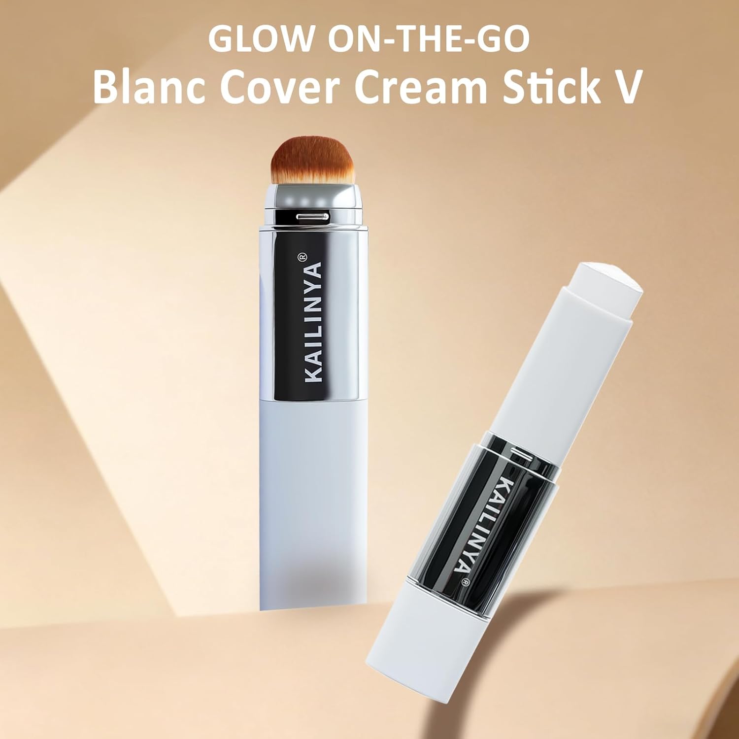 Korean Color Changing Foundation Stick with Brush for Lumine Skin, 2-in-1 Waterproof & Long-Lasting Hydrating Makeup, Dual-Ended Foundation & Concealer Stick, (202)