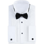 Gollnwe Tuxedo Shirts For Men Wing Collar French Cuff With Cufflinks And Bow Tie