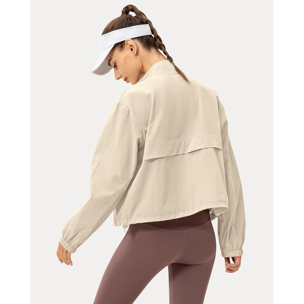 Women'S Lightweight Zip Up Athletic Jacket Stand Collar Windproof Sun Protection Workout Outdoor Jacket