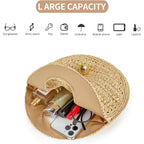Philomena Woven Straw Beach Bag For Women Handmade Raffia Circle Bag, Summer Boho Chic Tote Purse Handbag Large Round Bag