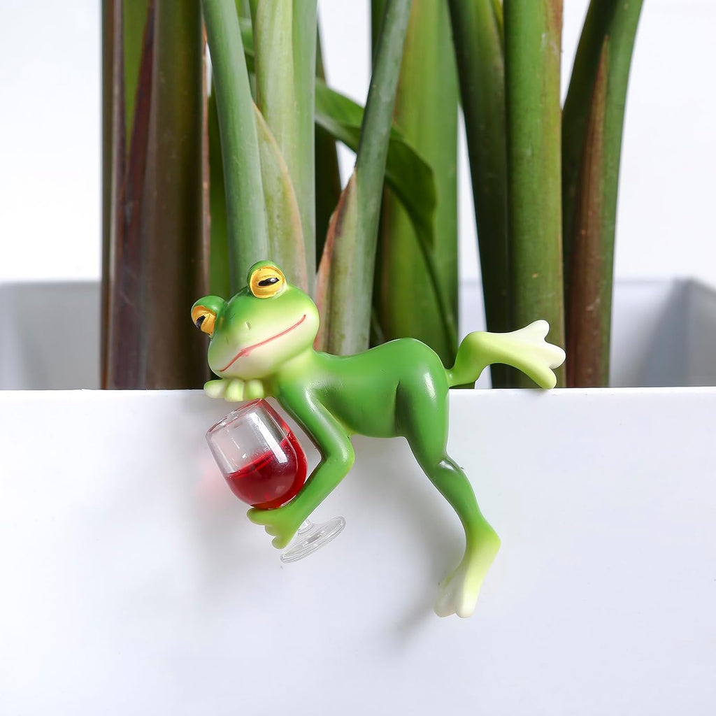 Miniature Frog Figurines Plant Decorations For Pots, Funny Frog Garden Decor Outdoor Gifts Women Frog Statue Planter Hugger For Flower,Yard,Lawn Ornament,3.94"X2.12"X3.94