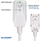 Elegrp 0651515Ly L15515 L22515 14Awg Lcdi Power Cord Plug For A/C Air Conditioner, E250451 Ul Certified, 7.5Ft Leakage Current Detection Interrupter Replacement, 120V 15A 1800W 60Hz Nema 5-15P, 1 Pack