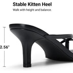 Dream Pairs Kitten Heels For Women Flip Flops Slip On Low Heels Open Square Toe Thong Heeled Strappy Sandals Slides Comfortable Dress Shoes