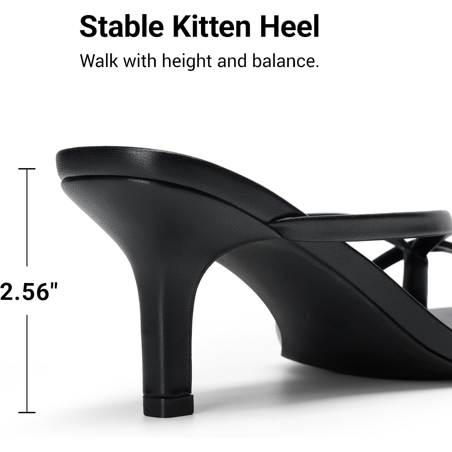 Dream Pairs Kitten Heels For Women Flip Flops Slip On Low Heels Open Square Toe Thong Heeled Strappy Sandals Slides Comfortable Dress Shoes