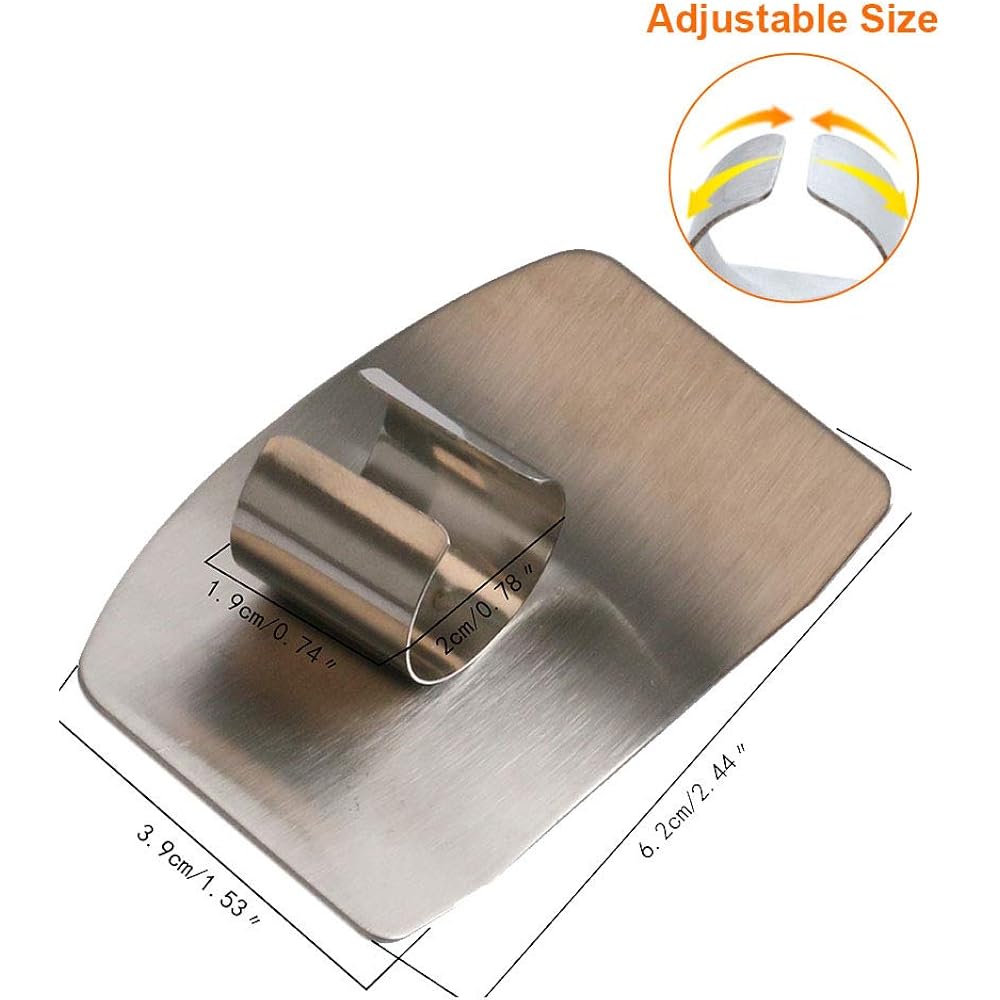 2 Pcs Finger Guard For Cutting Aid, Kitchen Tool, Stainless Steel Knife Protector, Adjustable Hand Protect Fingers, Avoid Hurting, Slicing And Chopping, Silver