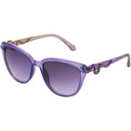 Betsey Johnson Women's Serpentine Cat Eye Sunglasses Purple Crystal With Oil Slick Snakes
