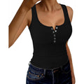 Gkbk Womens Backless Henley Tank Tops Scoop Neck Low Cut Sexy Casual Slim Fit Sleeveless Ribbed Summer Cami Shirts