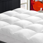 Mattress Topper Queen For Back Pain, Extra Thick Mattress Pad Cover, Plush Pillow Top, Deep Elastic Pocket, White