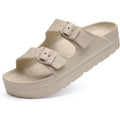 Goosecret Women'S Comfortable Arch Support Walking Platform Sandals | Lightweight Chunky Slip-On Foam Slides With Adjustable Buckle, Sandals For Beach And Daily Wear