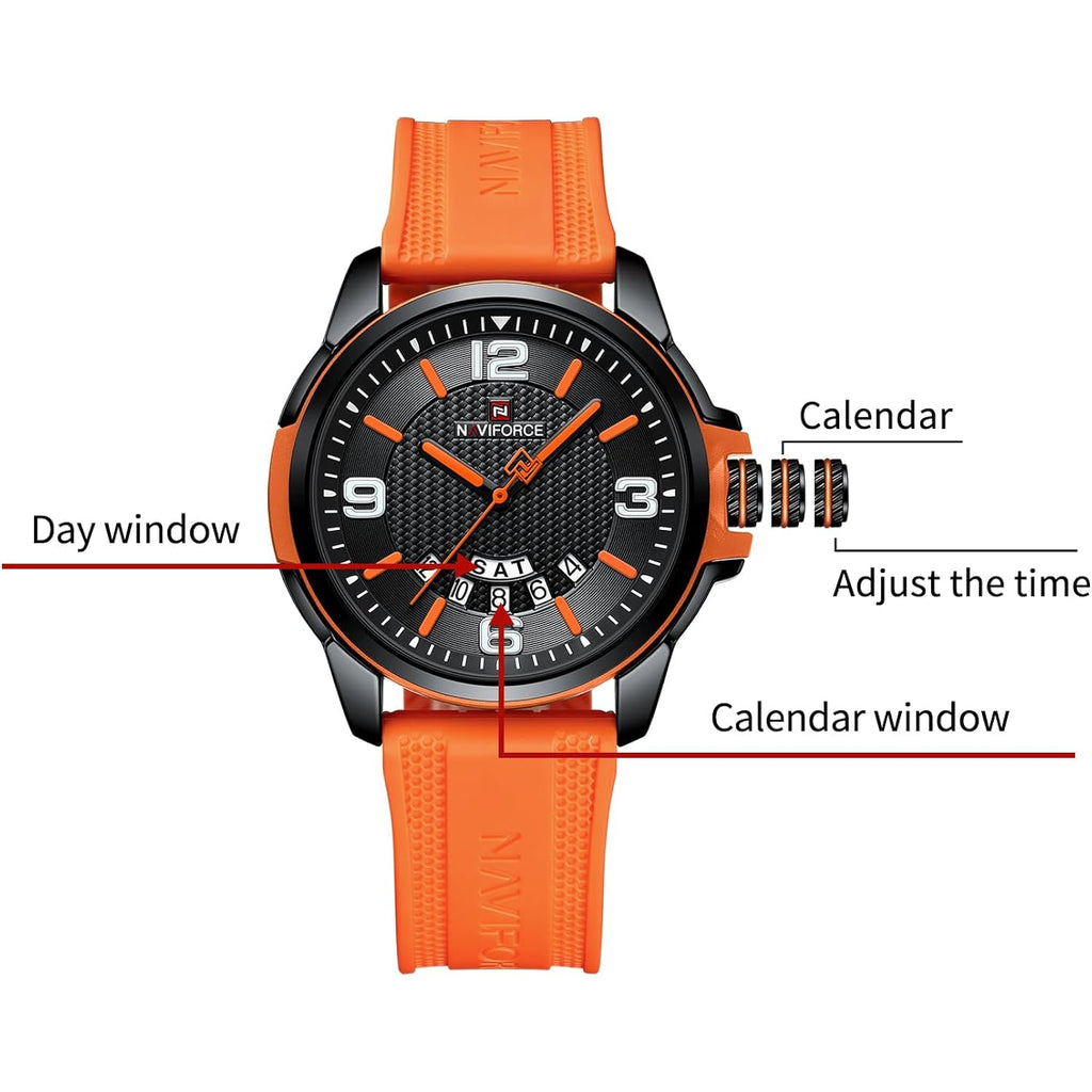 Naviforce Waterproof Watch For Men Women, Analog Auto Date Military Sports Unisex Wristwatch,Silicone Strap