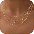 Layered Necklaces for Women, Dainty Gold Necklace Stack 14k Gold Plated Layering CZ Chain Choker Necklaces for Women Trendy Simple Non Tarnish Gold Necklaces Set Fashion Bridal Prom Jewelry