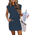 Womens Cap Sleeve Summer Dresses Tie Front Beach Mini Dress Tshirt Dress
