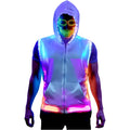 Men White Hooded Tank Led Light Up Sync Burning Man Rave Tops Night Club Show For Halloween Dance Party