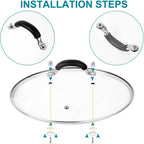 12 Inch Pan Lid - Glass Lid with Stainless Steel Handle for Frying Pan and Pots (12" Lid)