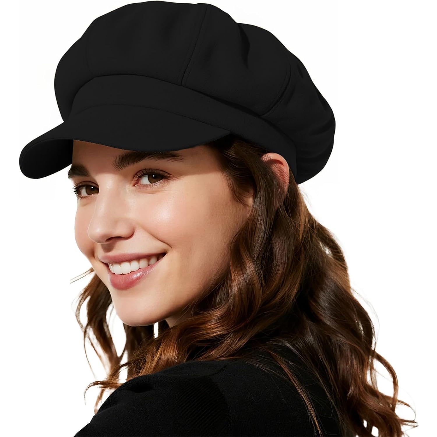 Newsboy Hats for Women Winter Beret Hat Classic Newsboy Caps Retro Fashion French Hats for Women A Black