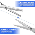 Professional Hair Cutting Kit For Women & Kids - Hair Scissors, Split Ends Trimmer & Bangs Clips - Diy Home Haircut Tools For Precision Cutting, Styling & Trimming