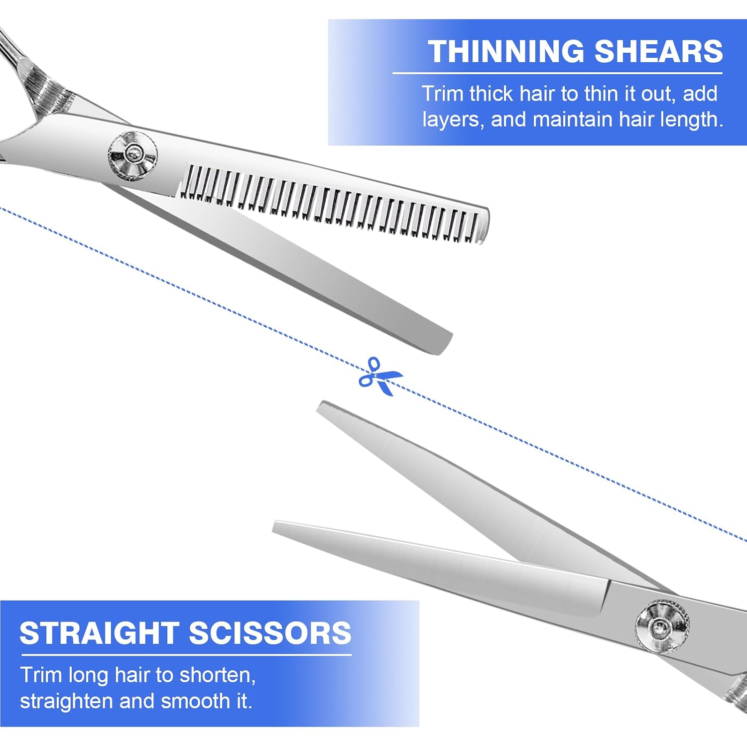 Professional Hair Cutting Kit For Women & Kids - Hair Scissors, Split Ends Trimmer & Bangs Clips - Diy Home Haircut Tools For Precision Cutting, Styling & Trimming