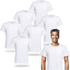 Polyester Adult T-Shirts For Sublimation, 6 Pack, White, Crew Neck, Short Sleeve