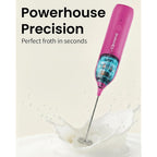 Elementi Pink Milk Frother Wand Rechargeable Drink Mixer - Powerful USB-C Rechargeable Frother & Coffee Stirrers Electric - Hand Held Whisk to Make Perfect Cappuccinos, Lattes & Drink Mixes at Home