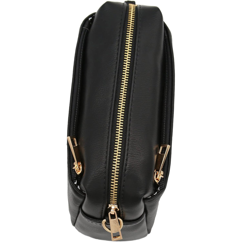 FashionPuzzle Triple Zip Small Crossbody Bag