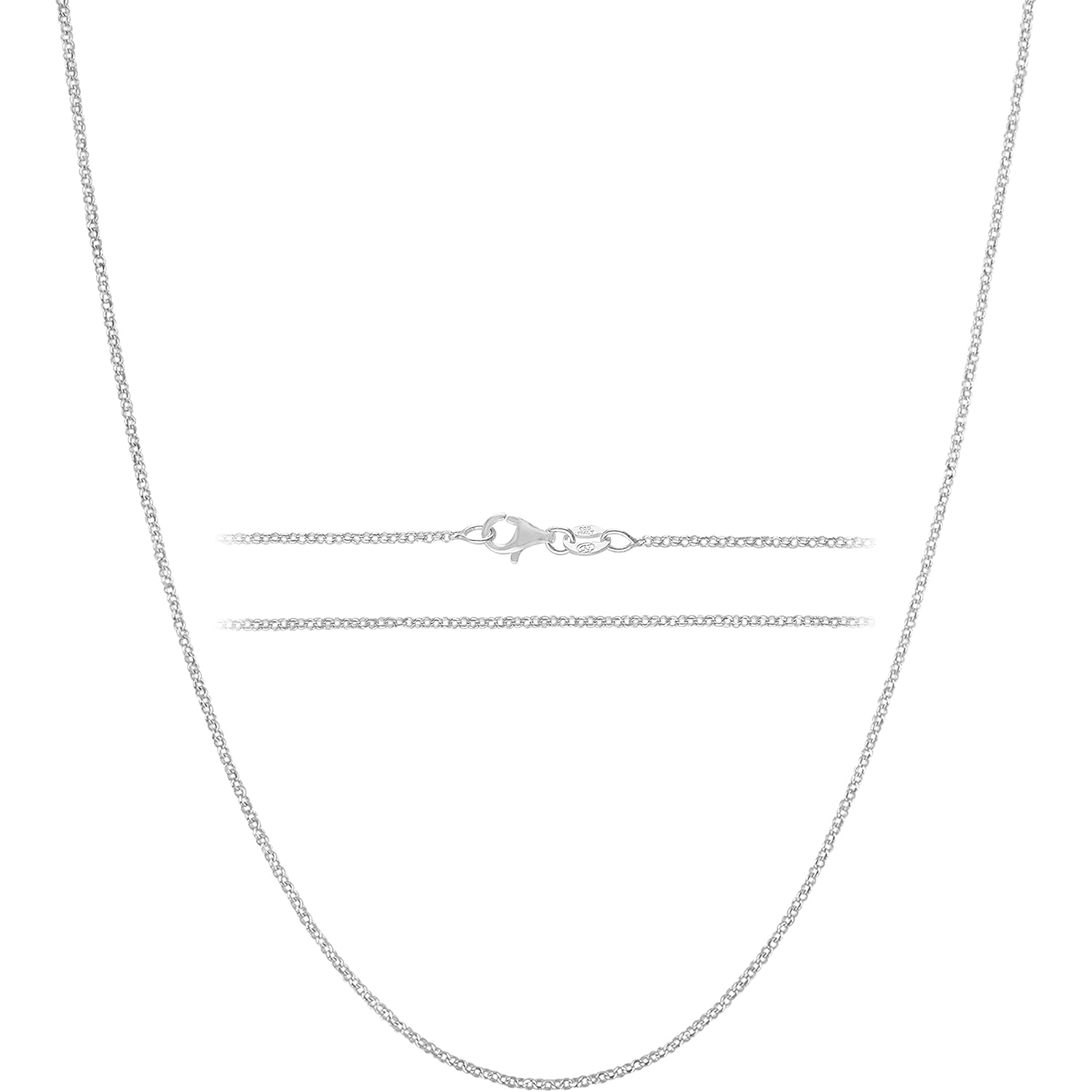 KISPER Solid 925 Sterling Silver Chain Necklace for Women Thin & Secure - Italian 1.6mm Diamond Cut Cable Link with Lobster Clasp - Made in Italy (16-30 Inch)