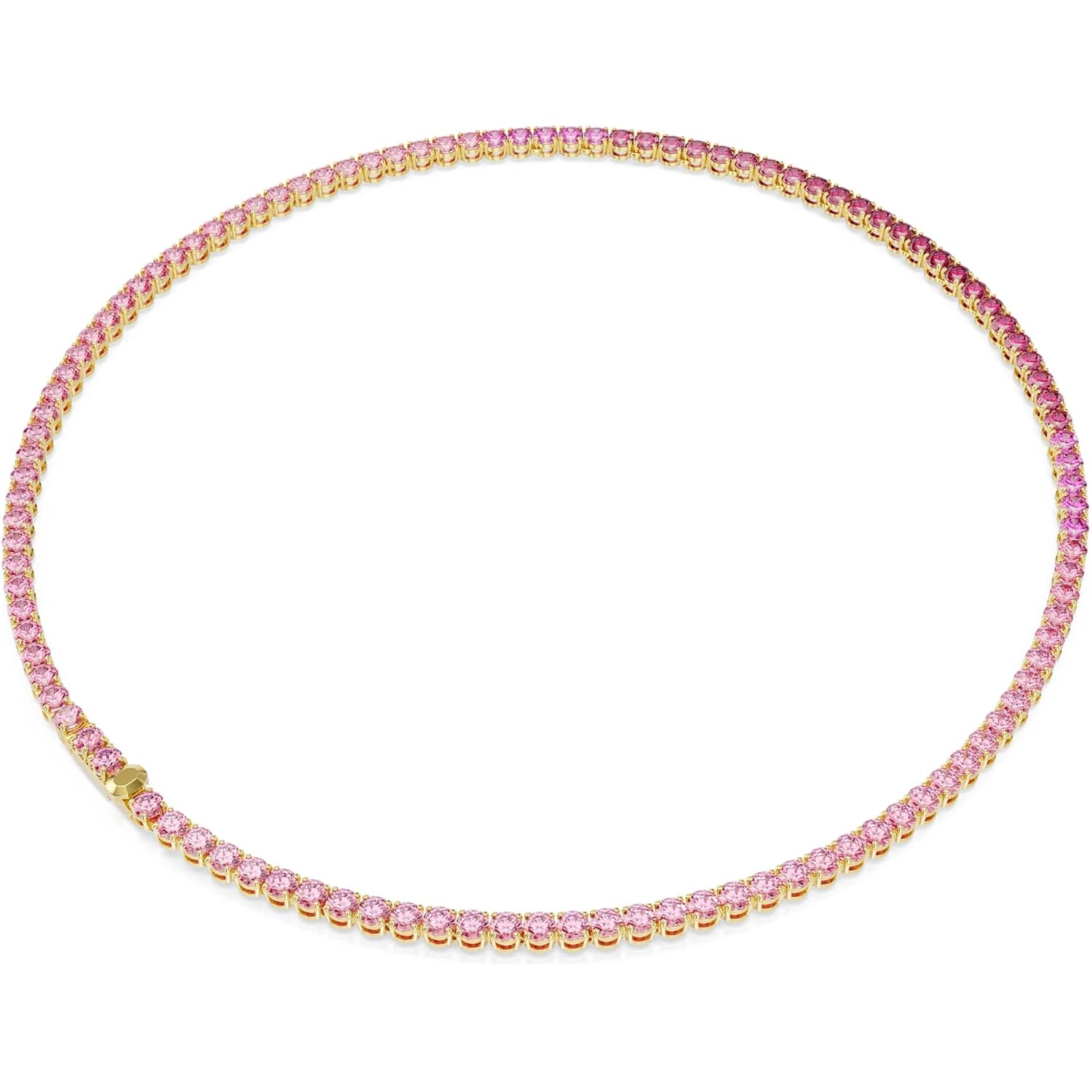 Swarovski Matrix Tennis necklace, Round cut, Pink, Gold-tone plated