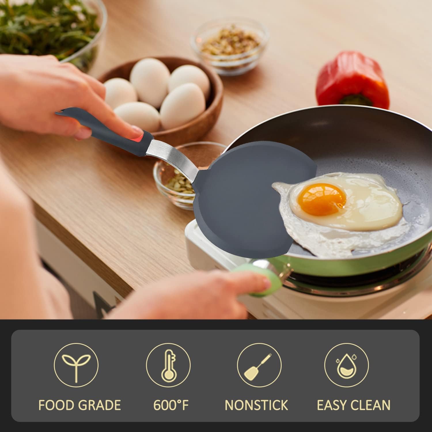 Silicone Spatula Turner Set Of 3, Beijiyi 600°F Heat Resistant Cooking Spatulas For Nonstick Cookware, Large Flexible Kitchen Utensils Bpa Free Rubber Spatula Set For Egg, Pancake, Fish, Burger