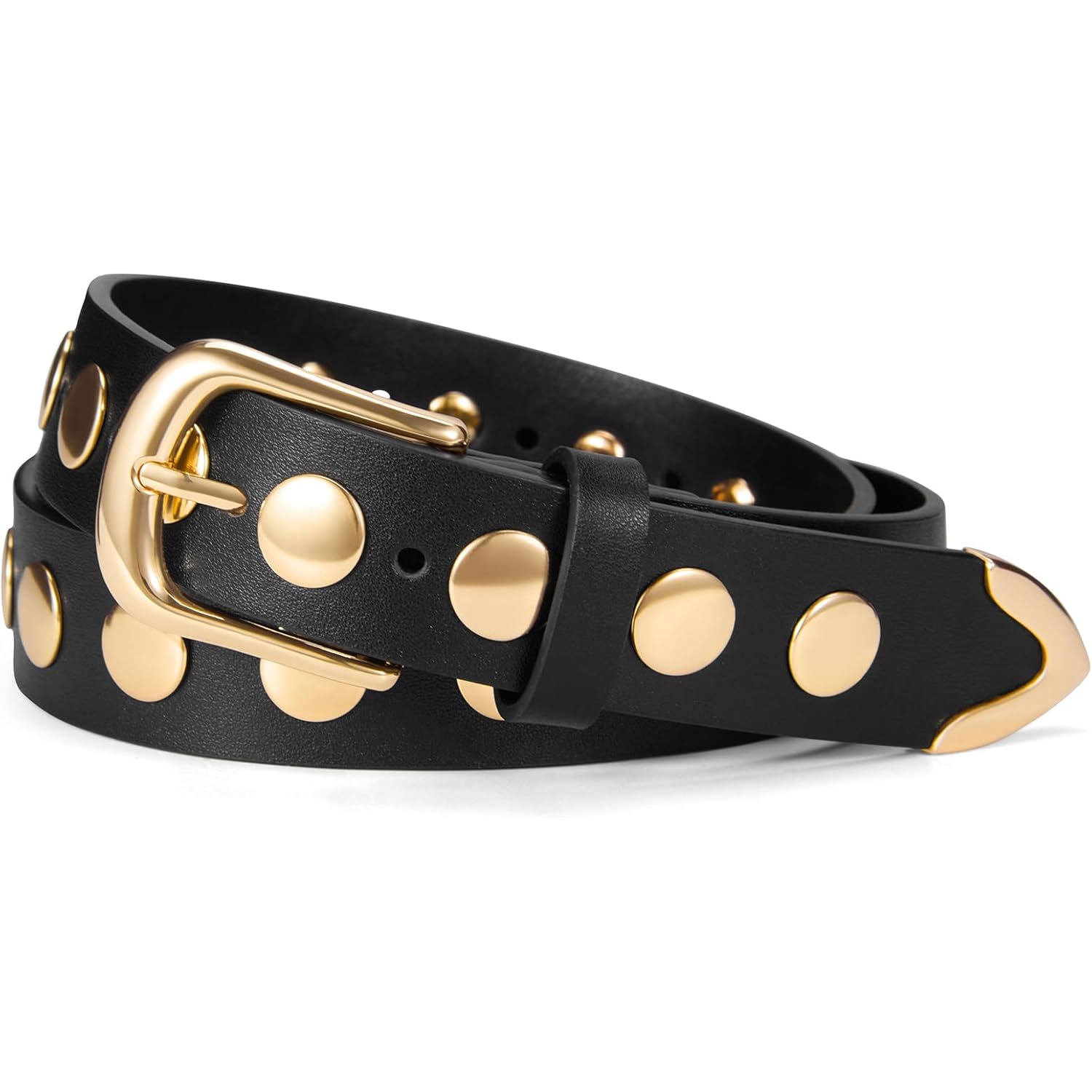 VATAN Women Leather Belt for Jeans Dresses Pants Fashion Ladies Casual Waist Belt with Gold Buckle
