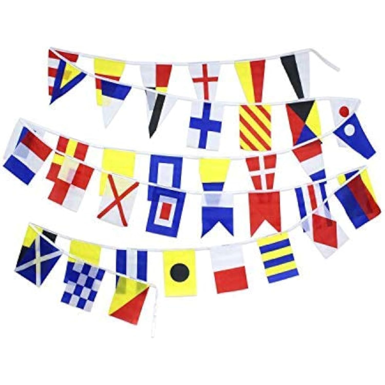 Flaglink International Marine Navy Signal Code Flag Set Of 40 Flags 8X12 Inches - Length 40 Fts - Nautical Maritime Boat Ship Vessel Nautical Theme Decoration For Patry