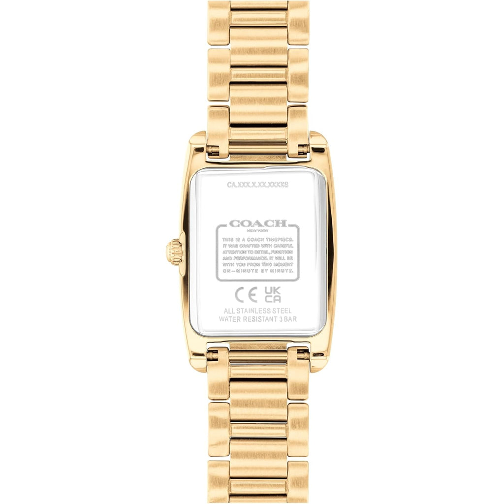 Coach Women'S Reese 2H Quartz Watch, Petite Rectangle Case, Stainless Steel Link Bracelet With Crystal Accents, Timeless Minimalism For Every Day - Gift For Her