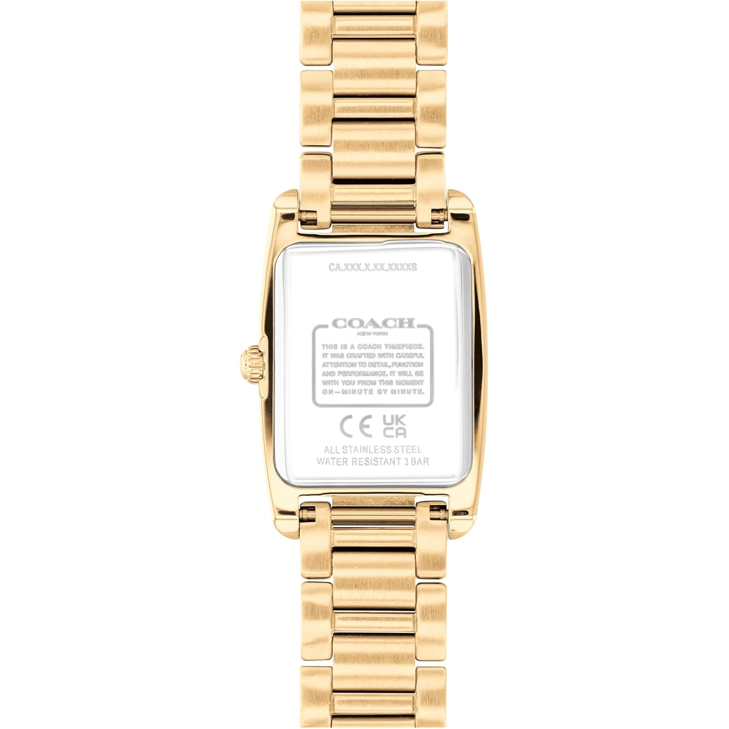 Coach Women'S Reese 2H Quartz Watch, Petite Rectangle Case, Stainless Steel Link Bracelet With Crystal Accents, Timeless Minimalism For Every Day - Gift For Her
