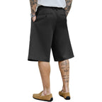 Plepan Men'S Baggy Wide Leg Casual Shorts Pleated Dress Business Elastic Waist Summer Shorts With Pockets