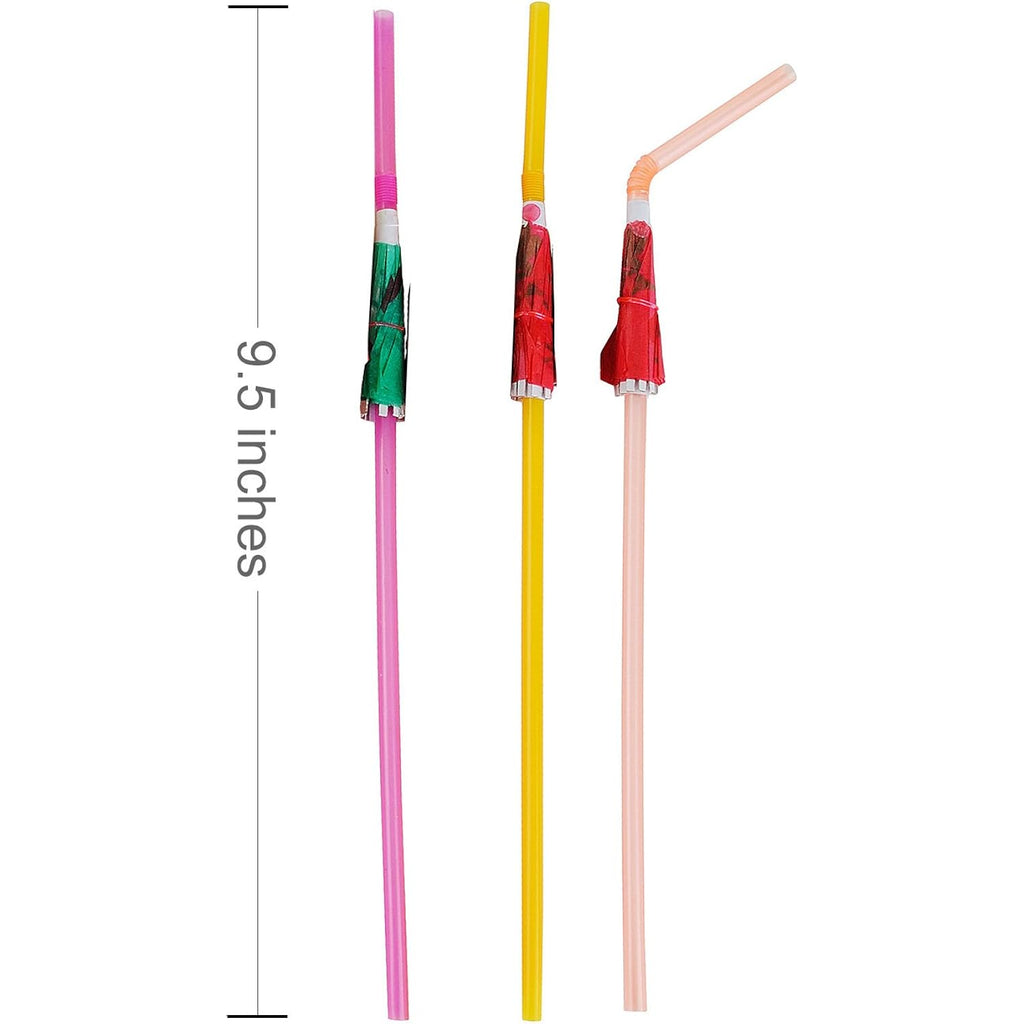 Alink 50 Umbrella Parasol Drinking Straws, Hawaiian Beach Cocktail Luau Party Decorations Supplies