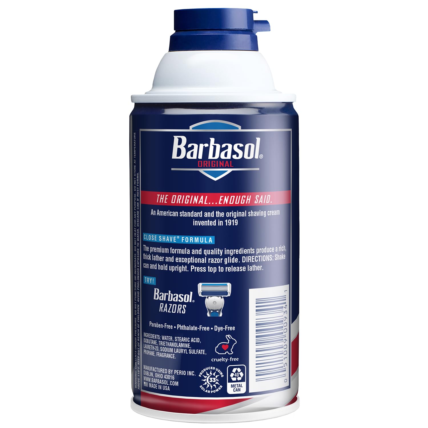 Barbasol Original Thick & Rich Shaving Cream | Shaving Foam for All Skin Types, Thick Instant Lather Protects Skin, Non-Greasy, USA Made, Fresh Scent, 10 OZ (Bulk Pack of 12)