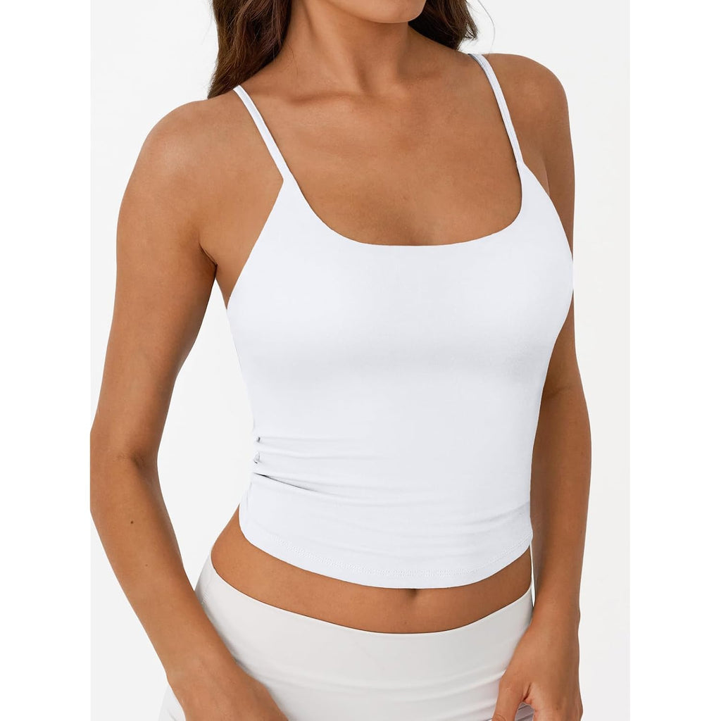 Trendy Queen Womens Summer Double Lined Adjustable Spaghetti Strap Tank Top