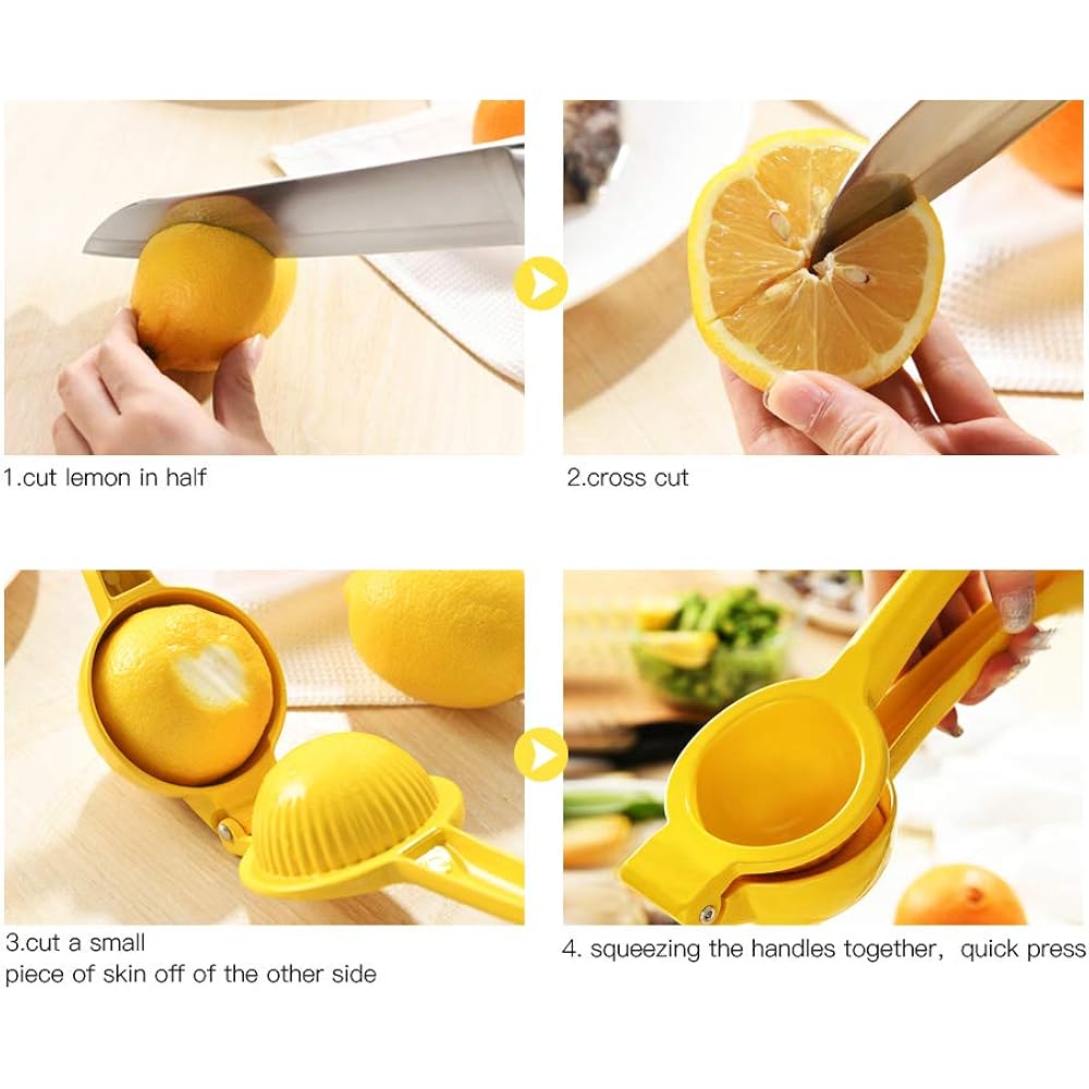 Y-Me Manual Juicer Citrus Lemon Squeezer, Fruit Juicer Lime Press Metal, Professional Hand Juicer Kitchen Tool(Yellow）