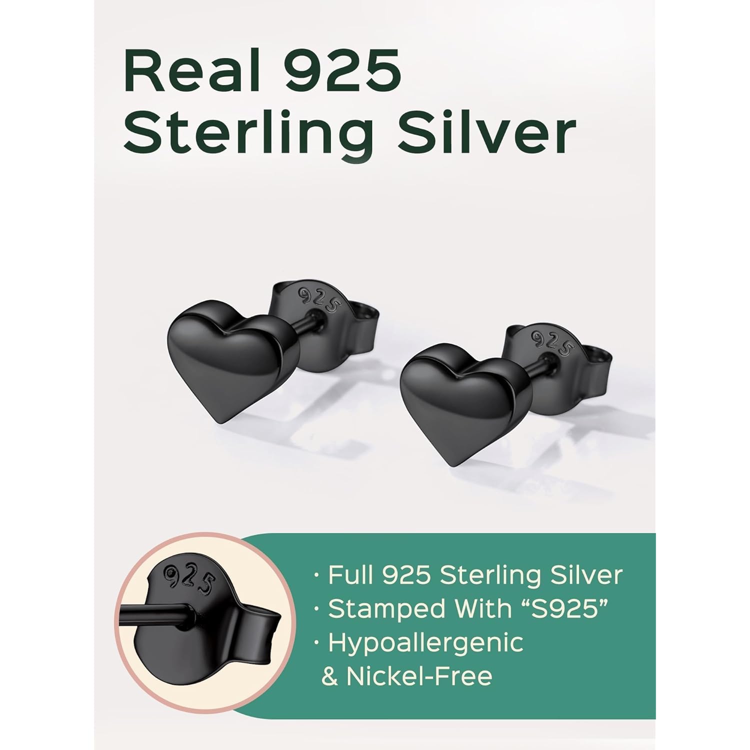 ChicSilver 925 Sterling Silver Stud Earrings Hypoallergenic, Dainty Simple Heart/Star/Moon/Lightning/Butterfly Earrings for Women with Gift Box