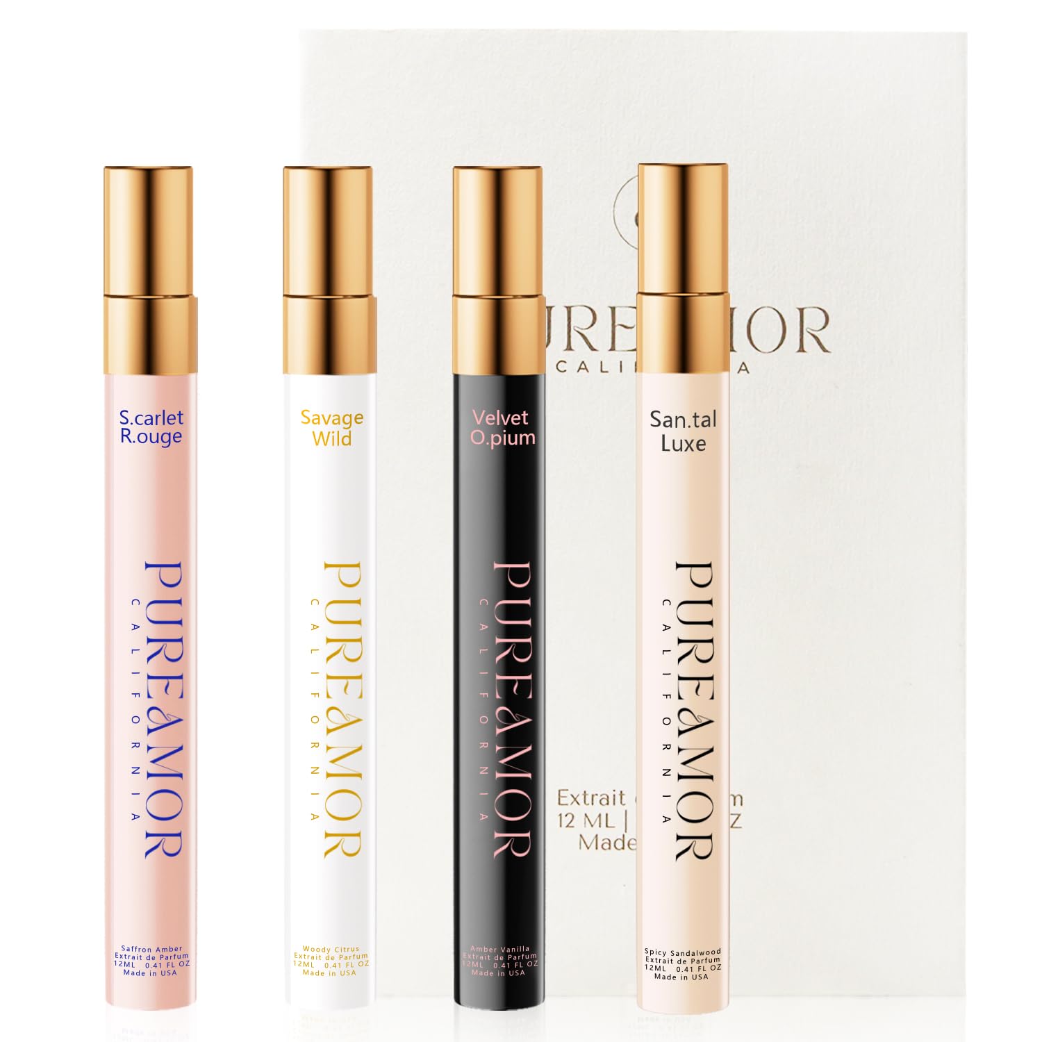 Pheromones Perfumes For Women, Long Lasting Skin Scent Fragrance Set, Amber Vanilla, Saffron Amber, Woody Citrus, Spicy Sandalwood, Body Chemistry Perfume Oil Travel Cologne For Day & Night